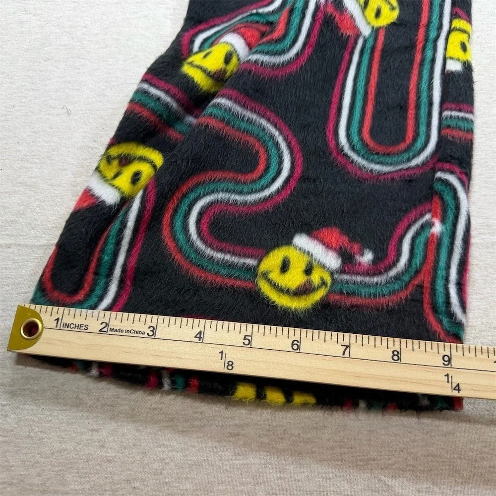 Joe Boxer‎ Pajama Pants Mens XL Black Smiley Santa Christmas Drawstring